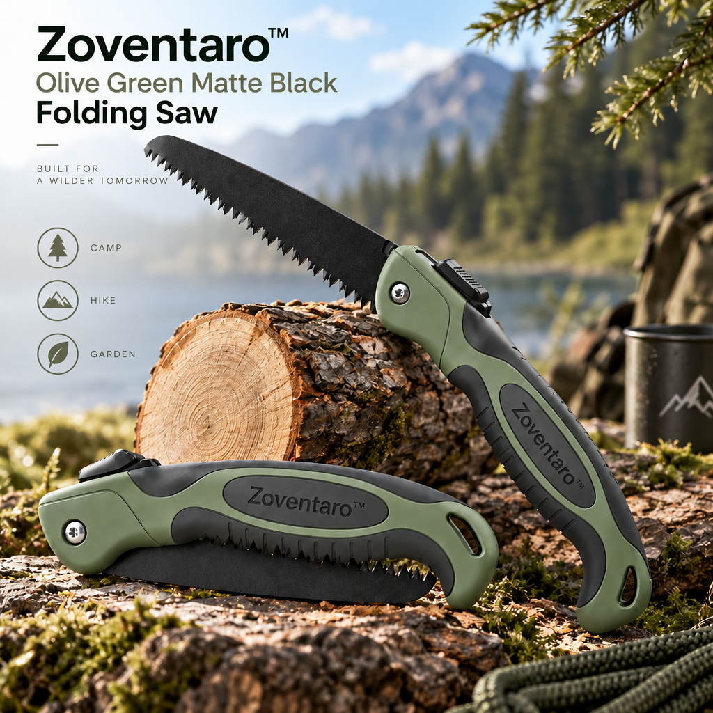 Olive Green Matte Black Folding Saw — Lifestyle Image
