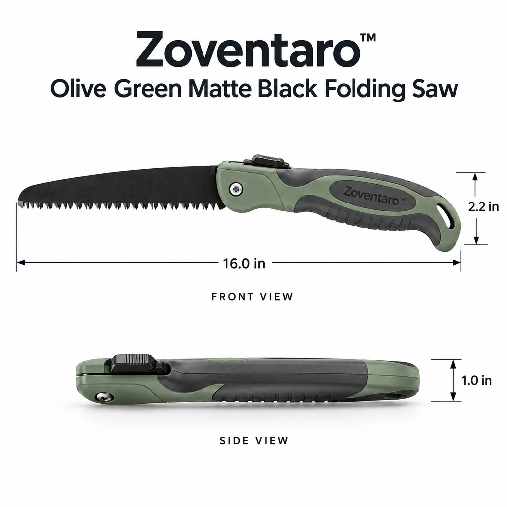 Olive Green Matte Black Folding Saw — Product Dimensions
