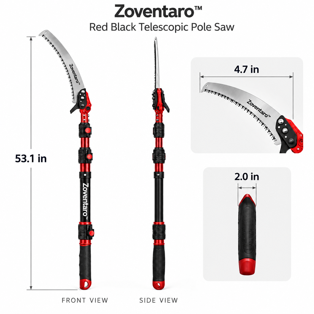 Red Black Telescopic Pole Saw — Product Dimensions