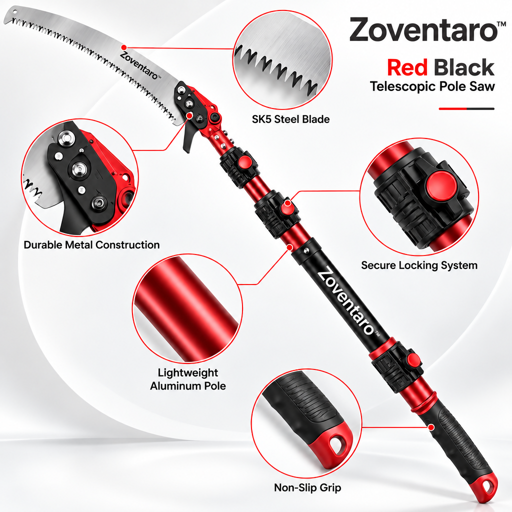 Red Black Telescopic Pole Saw — Materials & Structure