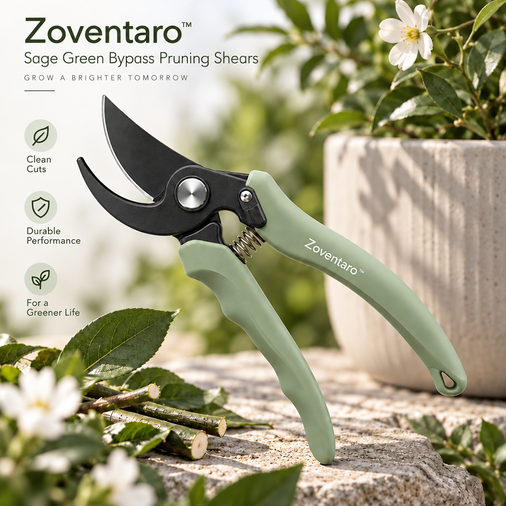 Sage Green Bypass Pruning Shears — Lifestyle Image