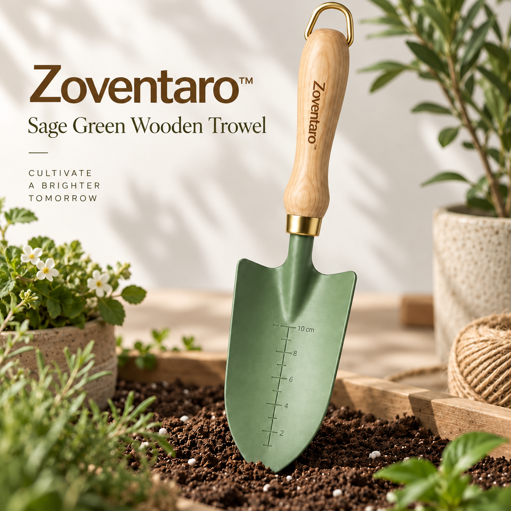 Sage Green Wooden Garden Trowel — Lifestyle Image