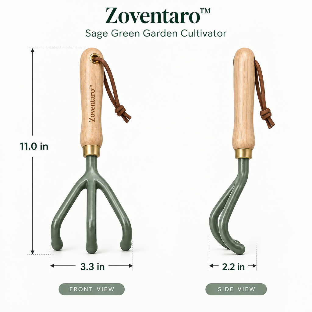 Sage Green Garden Cultivator — Product Dimensions