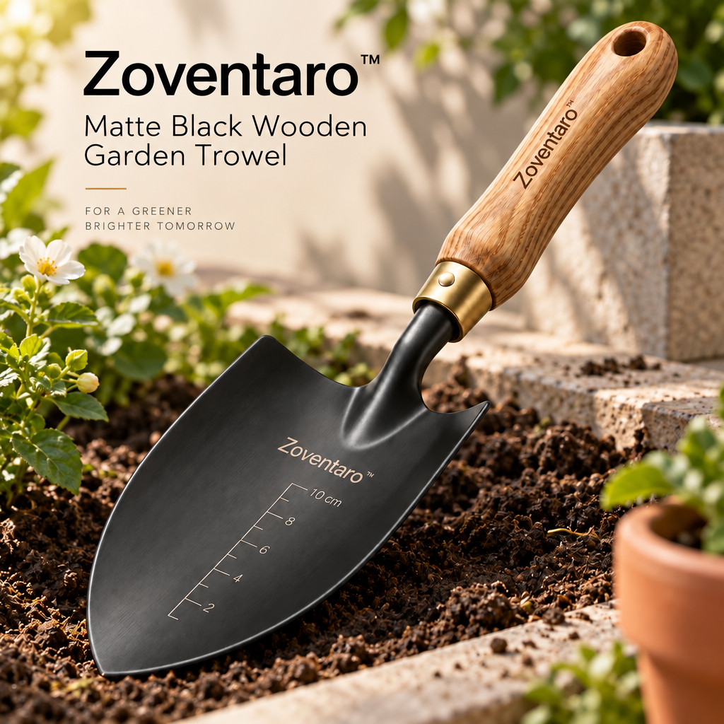 Matte Black Wooden Garden Trowel — Lifestyle Image