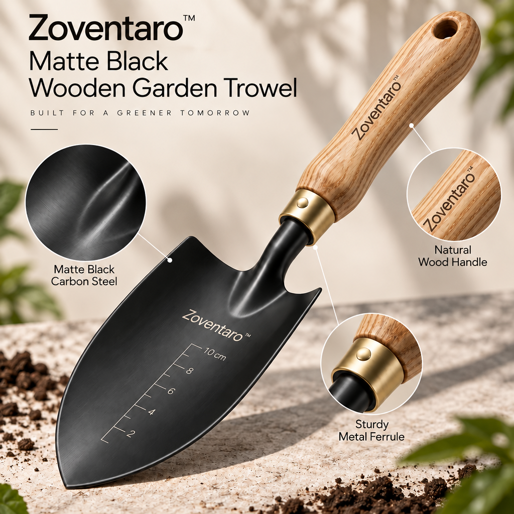 Matte Black Wooden Garden Trowel — Materials & Structure