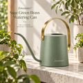 Sage Green Brass Watering Can — Lifestyle Image
