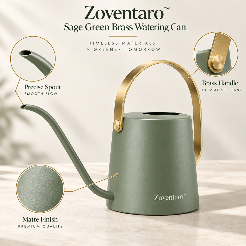 Sage Green Brass Watering Can — Materials & Structure