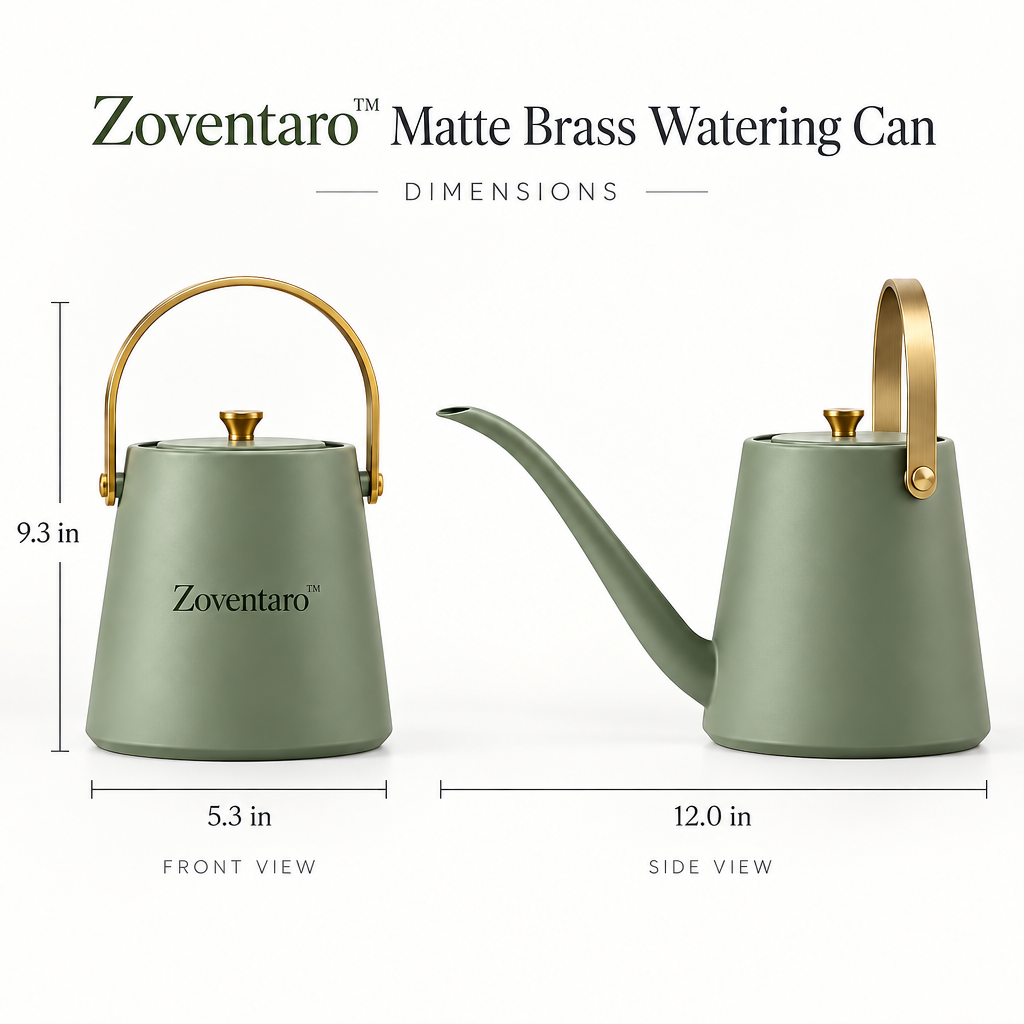 Matte Brass Watering Can — Product Dimensions