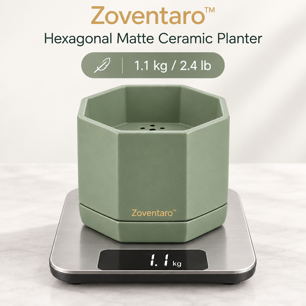 Hexagonal Matte Ceramic Planter — Product Weight