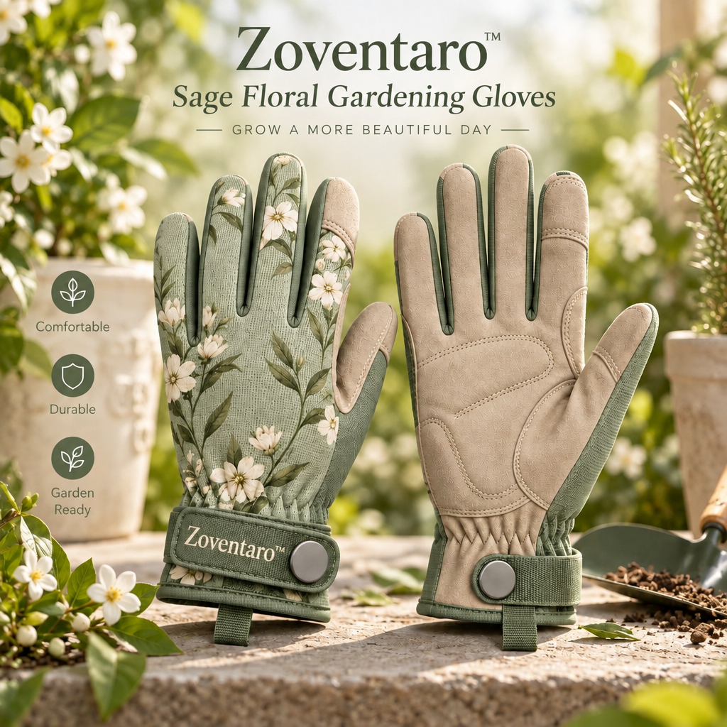 Sage Floral Gardening Gloves — Lifestyle Image