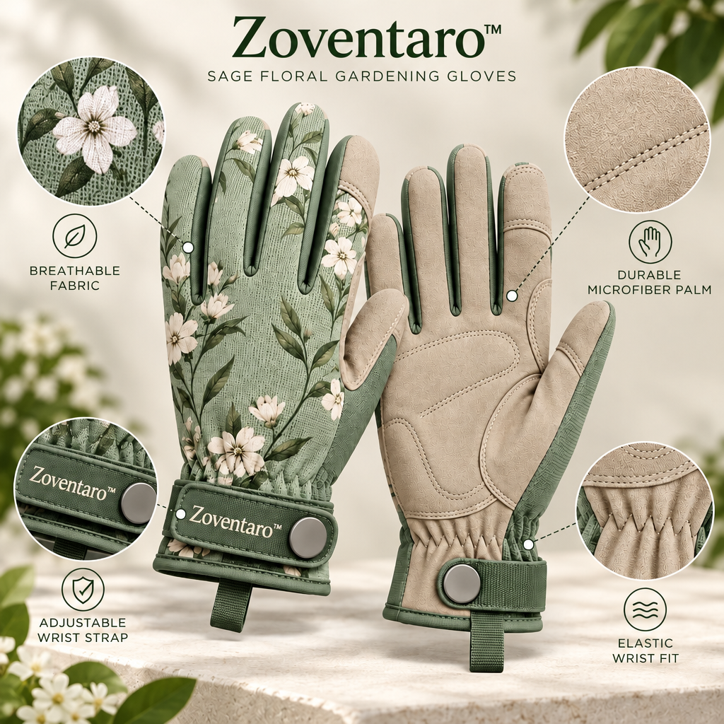 Sage Floral Gardening Gloves — Materials & Structure