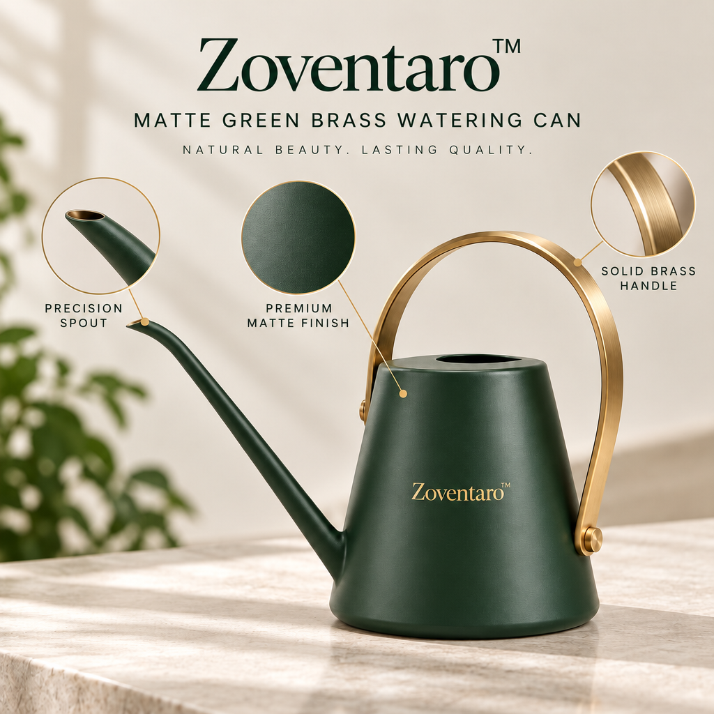 Matte Green Brass Watering Can — Materials & Structure